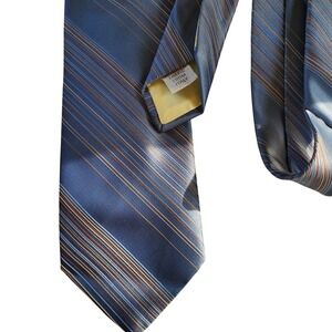 Beau Brummell Proffitt's Mens Blue Copper Striped Italian Fabric Necktie 3x54